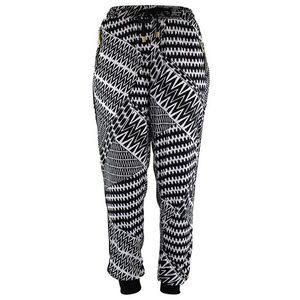 Black & White Geo Chevron Print Jogger Pants